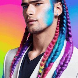 Braided Rainbow Hairstyle AI avatar/profile picture for men